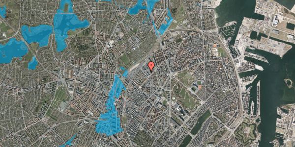 Oversvømmelsesrisiko fra vandløb på Vermundsgade 38B, 4. , 2100 København Ø
