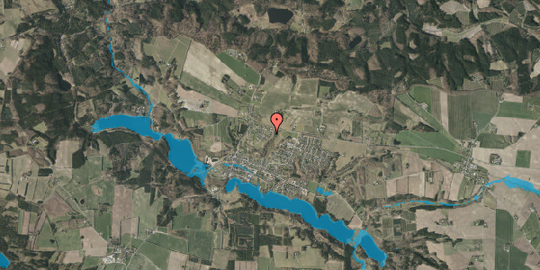 Oversvømmelsesrisiko fra vandløb på Skovvænget 7, 8654 Bryrup