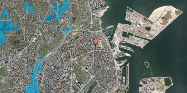 Oversvømmelsesrisiko fra vandløb på Sionsgade 2, 1. 2, 2100 København Ø