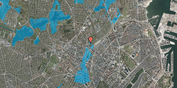 Oversvømmelsesrisiko fra vandløb på Tagensvej 186, 1. 14, 2400 København NV