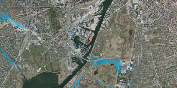 Oversvømmelsesrisiko fra vandløb på Teglholmens Østkaj 18, 2450 København SV