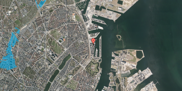 Oversvømmelsesrisiko fra vandløb på Amerika Plads 25C, 1. th, 2100 København Ø