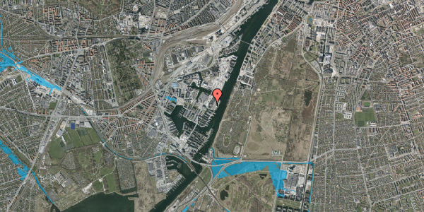Oversvømmelsesrisiko fra vandløb på Dieselvej 34, 3. tv, 2450 København SV
