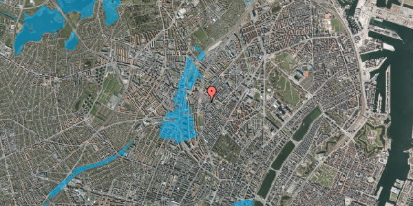 Oversvømmelsesrisiko fra vandløb på Baldersgade 3C, 2. , 2200 København N