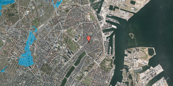 Oversvømmelsesrisiko fra vandløb på Nordre Frihavnsgade 20, 2100 København Ø