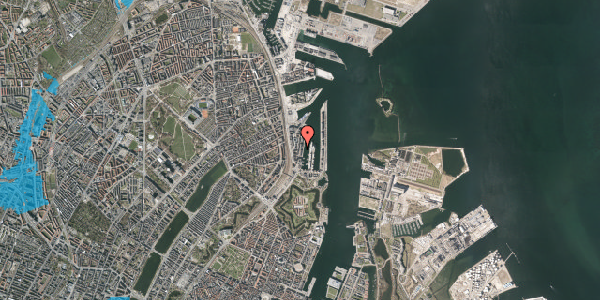 Oversvømmelsesrisiko fra vandløb på Dampfærgevej 18, 2100 København Ø