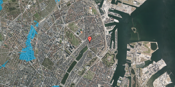 Oversvømmelsesrisiko fra vandløb på Slagelsegade 1, 2. tv, 2100 København Ø