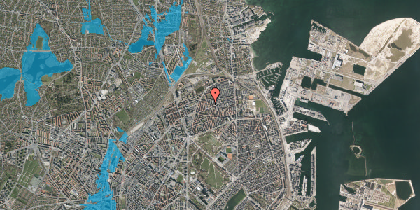 Oversvømmelsesrisiko fra vandløb på Hesseløgade 47, 1. th, 2100 København Ø