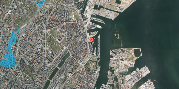 Oversvømmelsesrisiko fra vandløb på Amerika Plads 25A, 1. th, 2100 København Ø