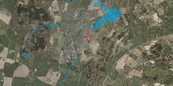 Oversvømmelsesrisiko fra vandløb på Eskerodvej 38A, 8543 Hornslet