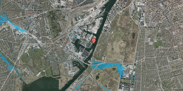 Oversvømmelsesrisiko fra vandløb på Teglholmens Østkaj 84, 2450 København SV