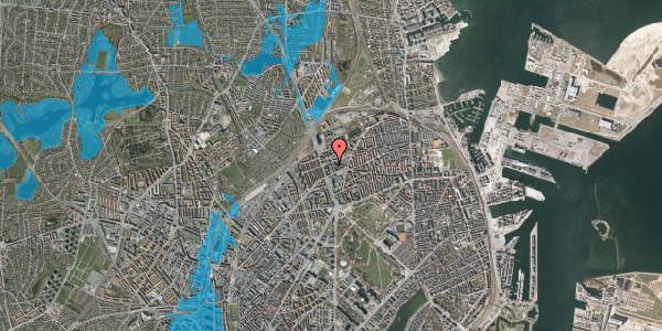 Oversvømmelsesrisiko fra vandløb på Omøgade 8, 2. tv, 2100 København Ø