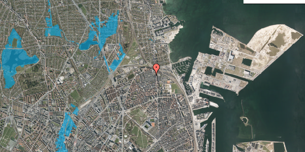 Oversvømmelsesrisiko fra vandløb på Kildevældsgade 21, 2100 København Ø