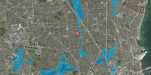Oversvømmelsesrisiko fra vandløb på Fruevej 37, 2870 Dyssegård