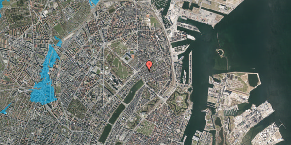 Oversvømmelsesrisiko fra vandløb på Rosenvængets Allé 12, 2100 København Ø