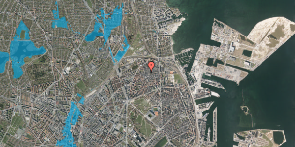 Oversvømmelsesrisiko fra vandløb på Landskronagade 33, 3. , 2100 København Ø