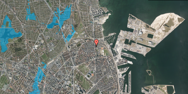 Oversvømmelsesrisiko fra vandløb på Landskronagade 2, 2100 København Ø