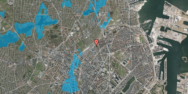 Oversvømmelsesrisiko fra vandløb på Emblasgade 1, st. 9, 2100 København Ø