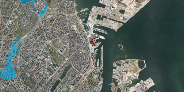 Oversvømmelsesrisiko fra vandløb på Marmorvej 9B, 2. tv, 2100 København Ø