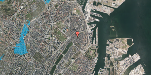 Oversvømmelsesrisiko fra vandløb på Rosenvængets Allé 20B, 2100 København Ø