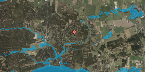 Oversvømmelsesrisiko fra vandløb på Skovbovej 14, 8400 Ebeltoft