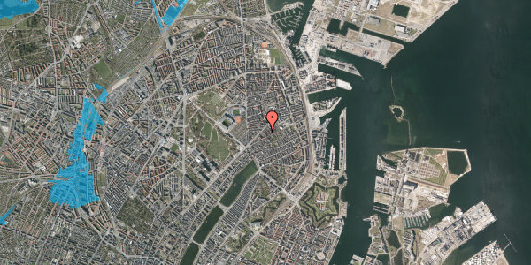 Oversvømmelsesrisiko fra vandløb på Petersborgvej 3, 2100 København Ø