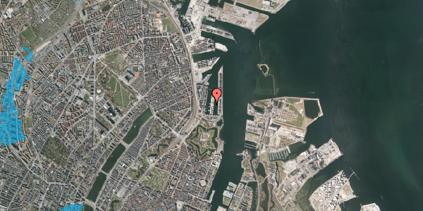 Oversvømmelsesrisiko fra vandløb på Midtermolen 3, st. th, 2100 København Ø