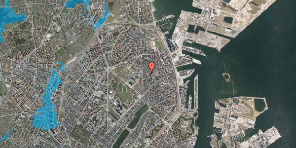 Oversvømmelsesrisiko fra vandløb på Nøjsomhedsvej 12A, 2100 København Ø