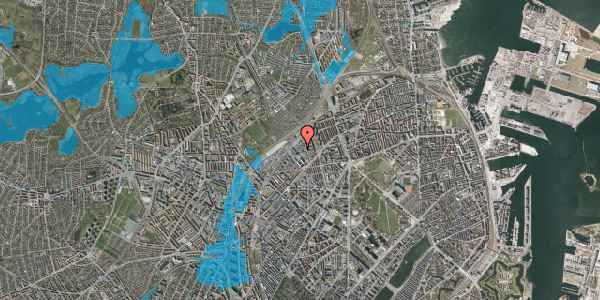 Oversvømmelsesrisiko fra vandløb på Emblasgade 153, 1. tv, 2100 København Ø