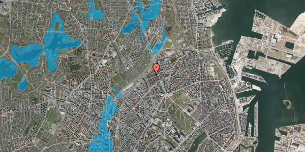 Oversvømmelsesrisiko fra vandløb på Valdemar Holmers Gade 45, 2100 København Ø