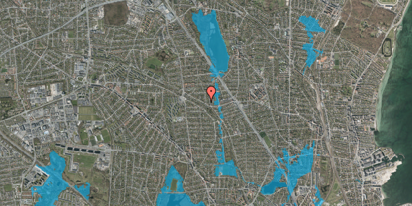 Oversvømmelsesrisiko fra vandløb på Kærvangen 2, 2820 Gentofte