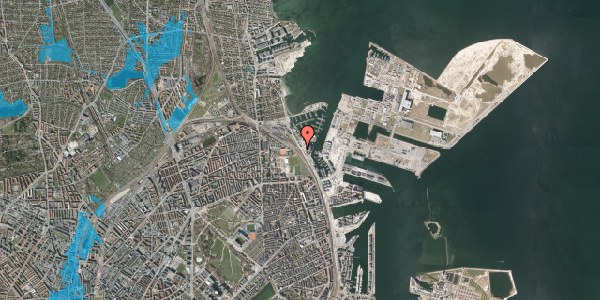 Oversvømmelsesrisiko fra vandløb på Strandvænget 44, 2100 København Ø