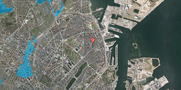 Oversvømmelsesrisiko fra vandløb på Gammel Kalkbrænderi Vej 7, 2100 København Ø