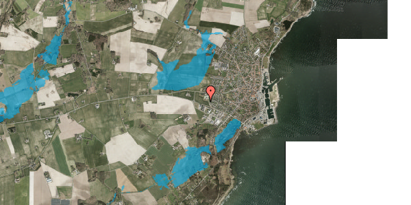 Oversvømmelsesrisiko fra vandløb på Bødtgersvej 10, 3730 Nexø