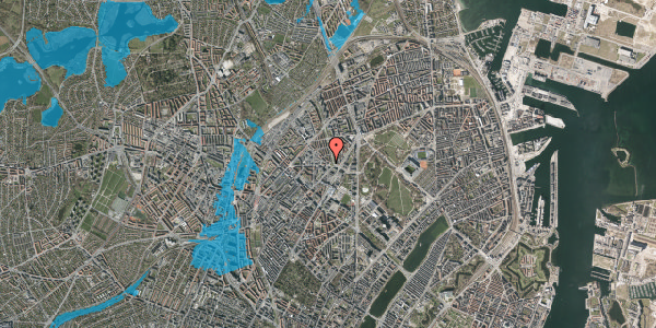 Oversvømmelsesrisiko fra vandløb på Vermundsgade 1, st. , 2100 København Ø