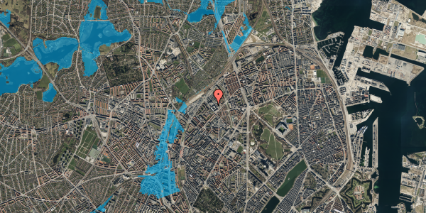 Oversvømmelsesrisiko fra vandløb på Vermundsgade 38C, 2. th, 2100 København Ø
