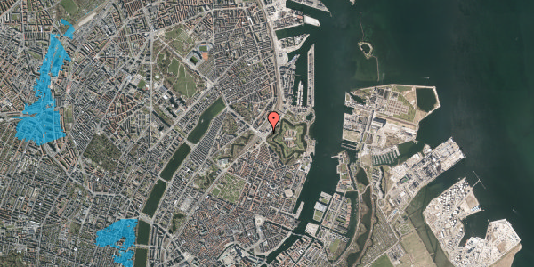 Oversvømmelsesrisiko fra vandløb på Folke Bernadottes Allé 3A, 2100 København Ø