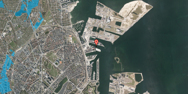 Oversvømmelsesrisiko fra vandløb på Fortkaj 36, 2. 3, 2150 Nordhavn
