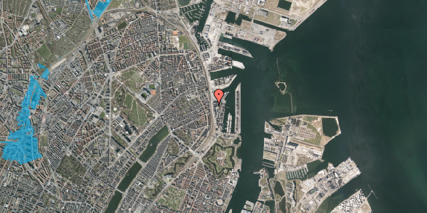 Oversvømmelsesrisiko fra vandløb på Kalkbrænderihavnsgade 4C, st. th, 2100 København Ø