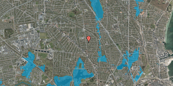 Oversvømmelsesrisiko fra vandløb på Røntoftevej 1, 2870 Dyssegård