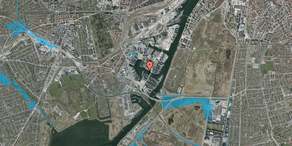 Oversvømmelsesrisiko fra vandløb på Dexter Gordons Vej 30, 2450 København SV