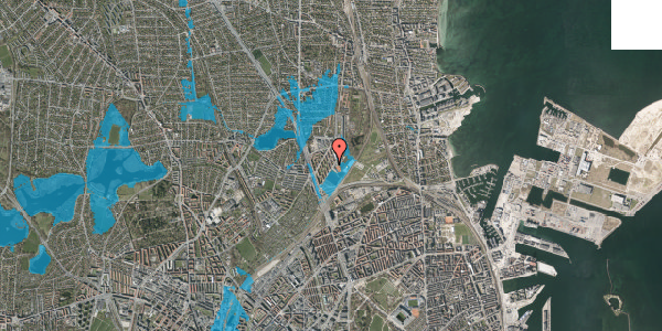 Oversvømmelsesrisiko fra vandløb på Ryparken 86L, 1. tv, 2100 København Ø