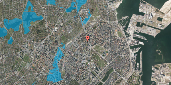 Oversvømmelsesrisiko fra vandløb på Ragnagade 9, 4. 3, 2100 København Ø