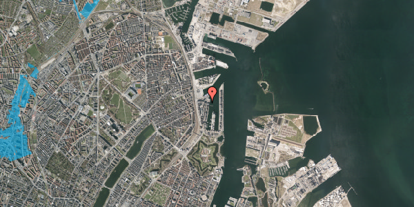 Oversvømmelsesrisiko fra vandløb på Dampfærgevej 28, 2100 København Ø