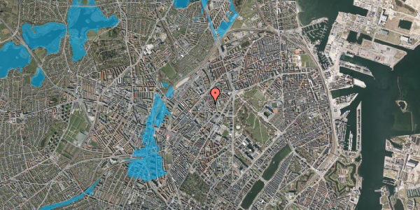 Oversvømmelsesrisiko fra vandløb på Vermundsgade 16, 2. , 2100 København Ø