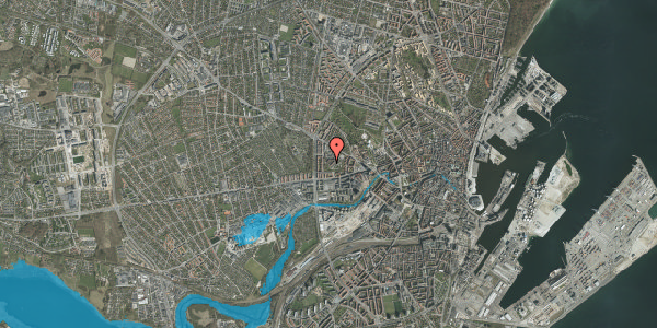 Oversvømmelsesrisiko fra vandløb på Tage-Hansens Gade 14B, 8000 Aarhus C
