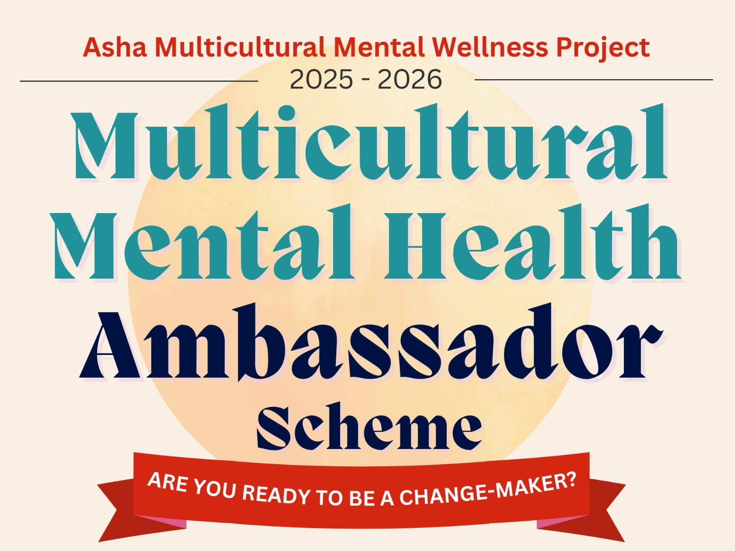 請即報名參加，成為義工 Volunteer for [Multicultural Mental Health Ambassador Scheme] Asha Multicultural Mental Wellness Project  now