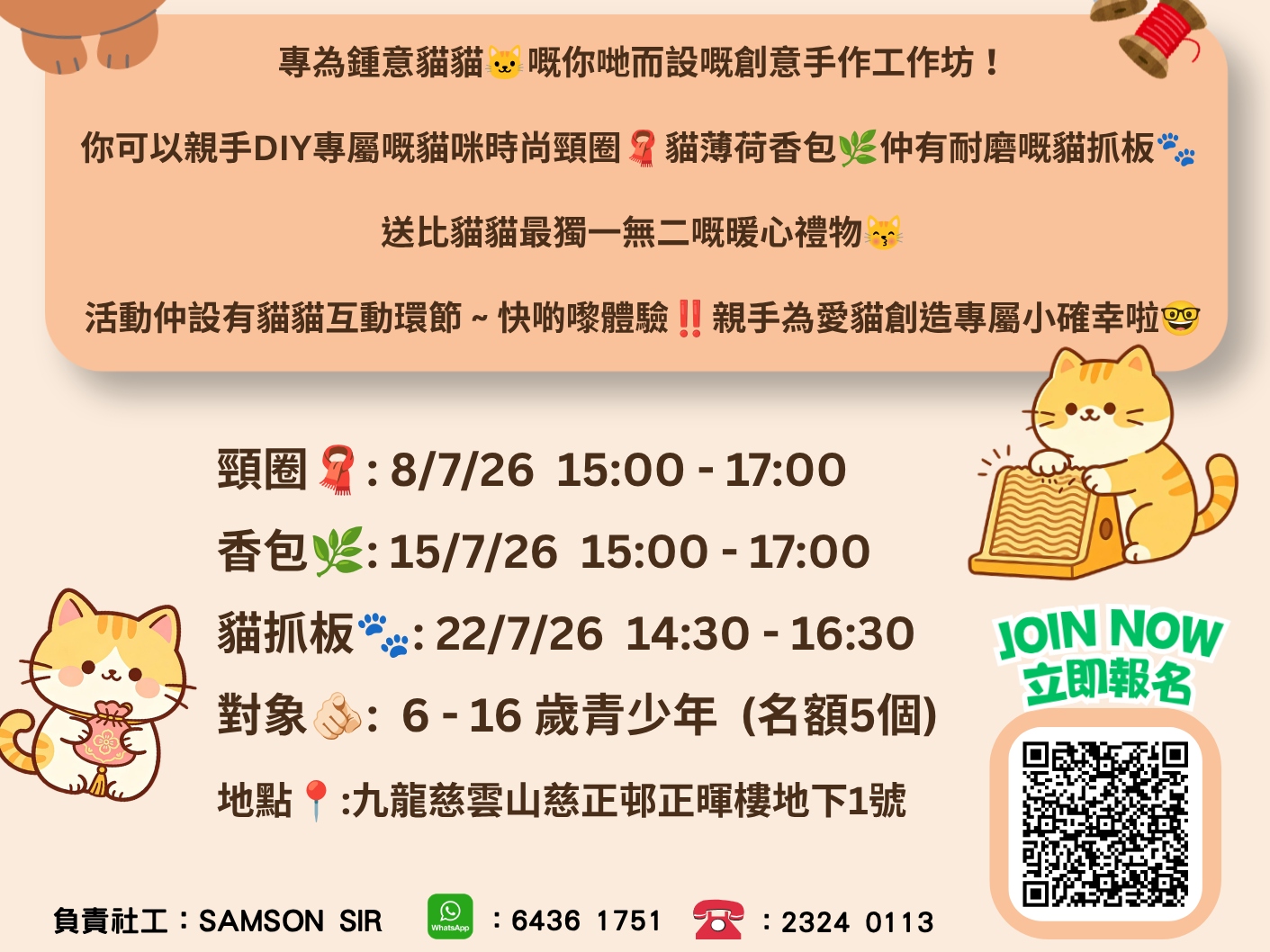 請即報名參加貓貓手作義工活動,成為義工 Volunteer for now