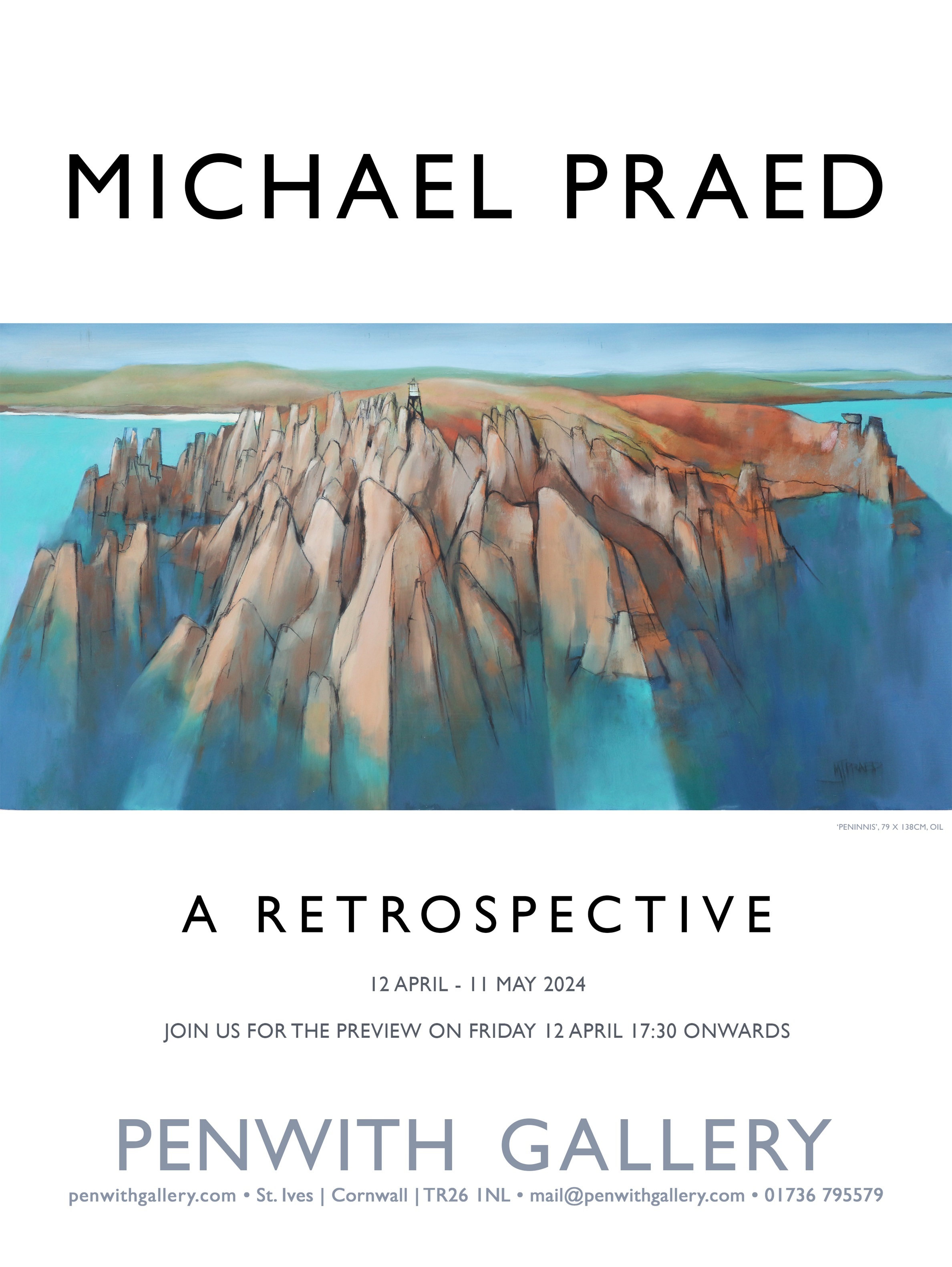 Michael Praed 'Peninnis', oil, 79 x 138cm