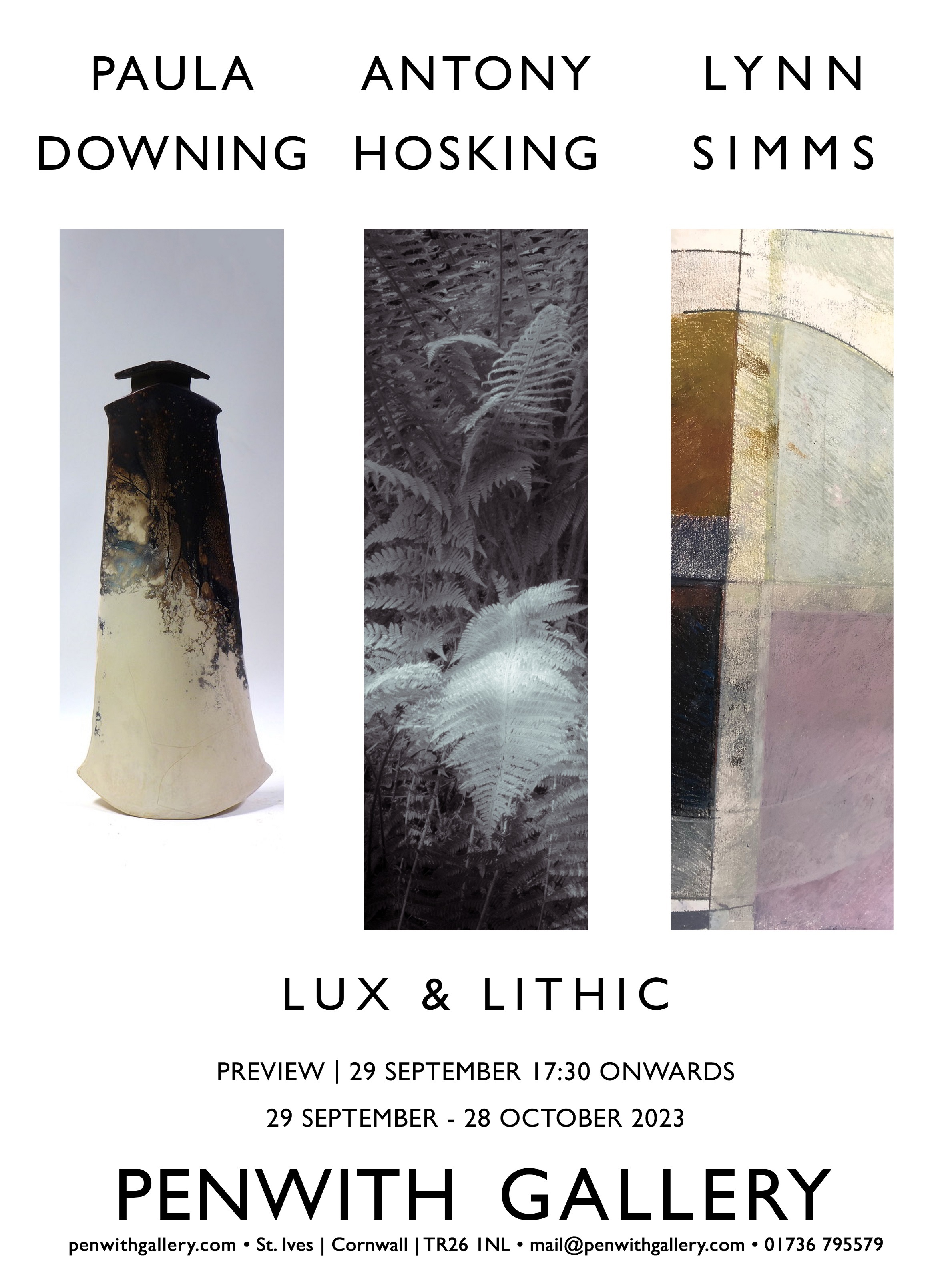 Paula Downing Antony Hosking Lynn Simms Penwith Gallery poster 2023 copy